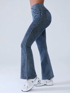 BRXL High-Rise Crossover Flared Women's Jeans - Blue Sz S